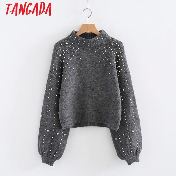 pull à perles manches larges